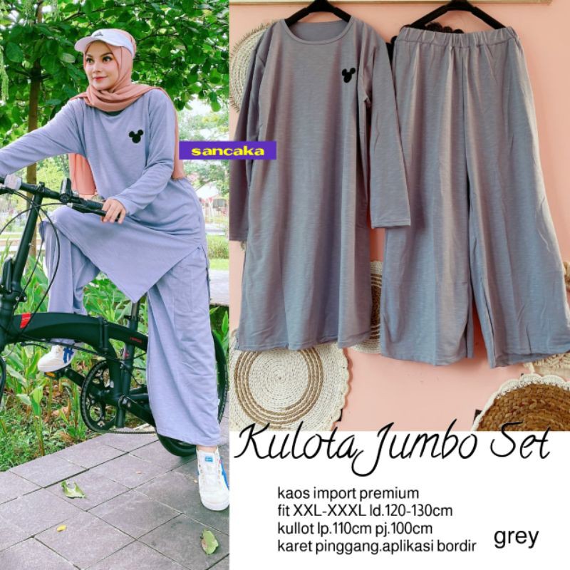 Setelan olahraga senam aerobik sepedaan kaos tunik celana kulot Kulota Jumbo Set Maxy by Sancaka