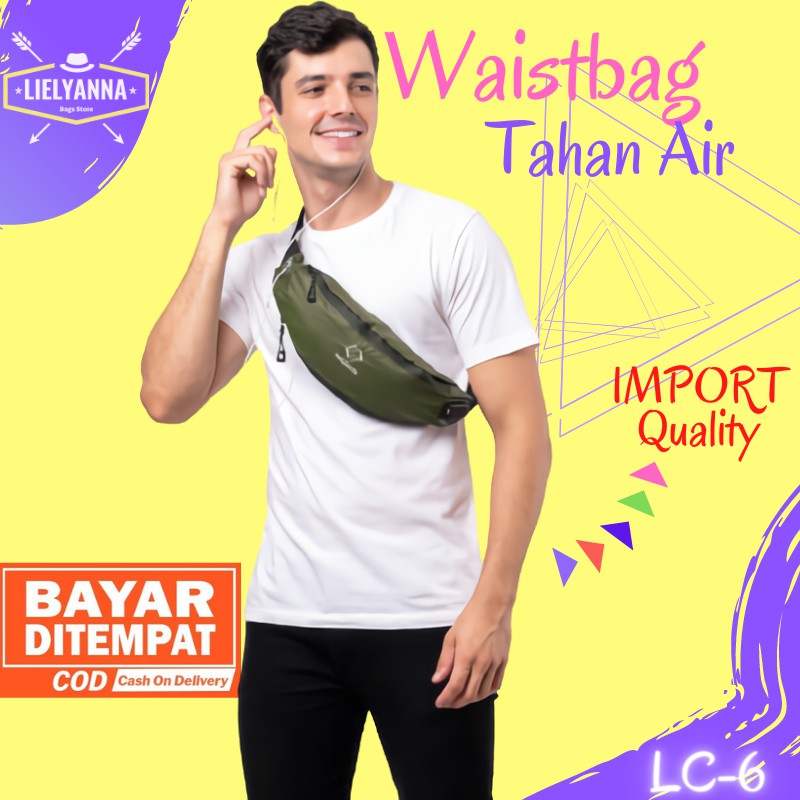 TAS BAHU SLEMPANG COWOK WAIST BAG WEISBAG SLING BAG  GUNUNG PRIA KULIT IMPORT ORIGINAL KEREN lc-6