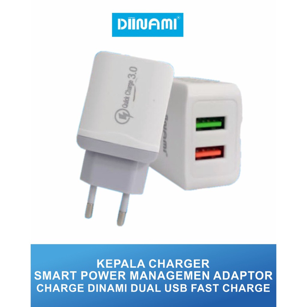 KEPALA CHARGER DIINAMI DM-C78 DUAL USB 2.4A QUICK CHARGER 3.0