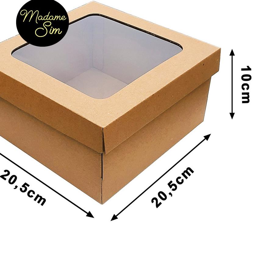 

☏ KOTAK KUE - CAKE BOX 20 x 20 x 10 CM - COKLAT + JENDELA (ISI : 10 PCS) ☄