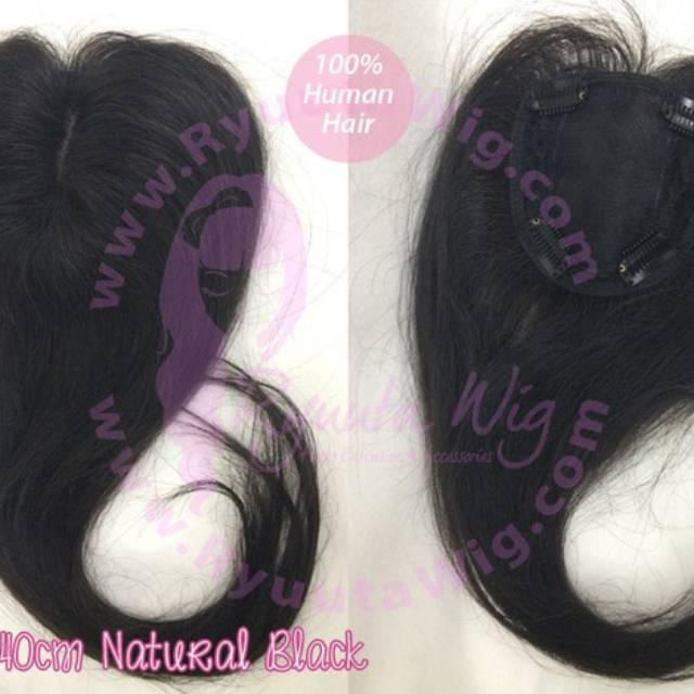 Wig Rambut Sambung Hair toupee Penutup botak human hair pria dan wanita 40cm