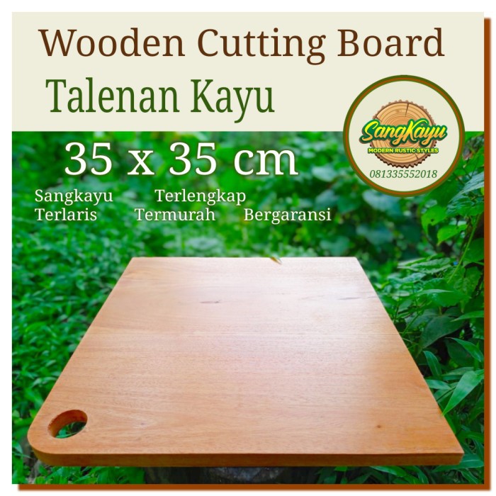 Talenan Kayu 35x35cm wooden cutting board Chopping board properti foto