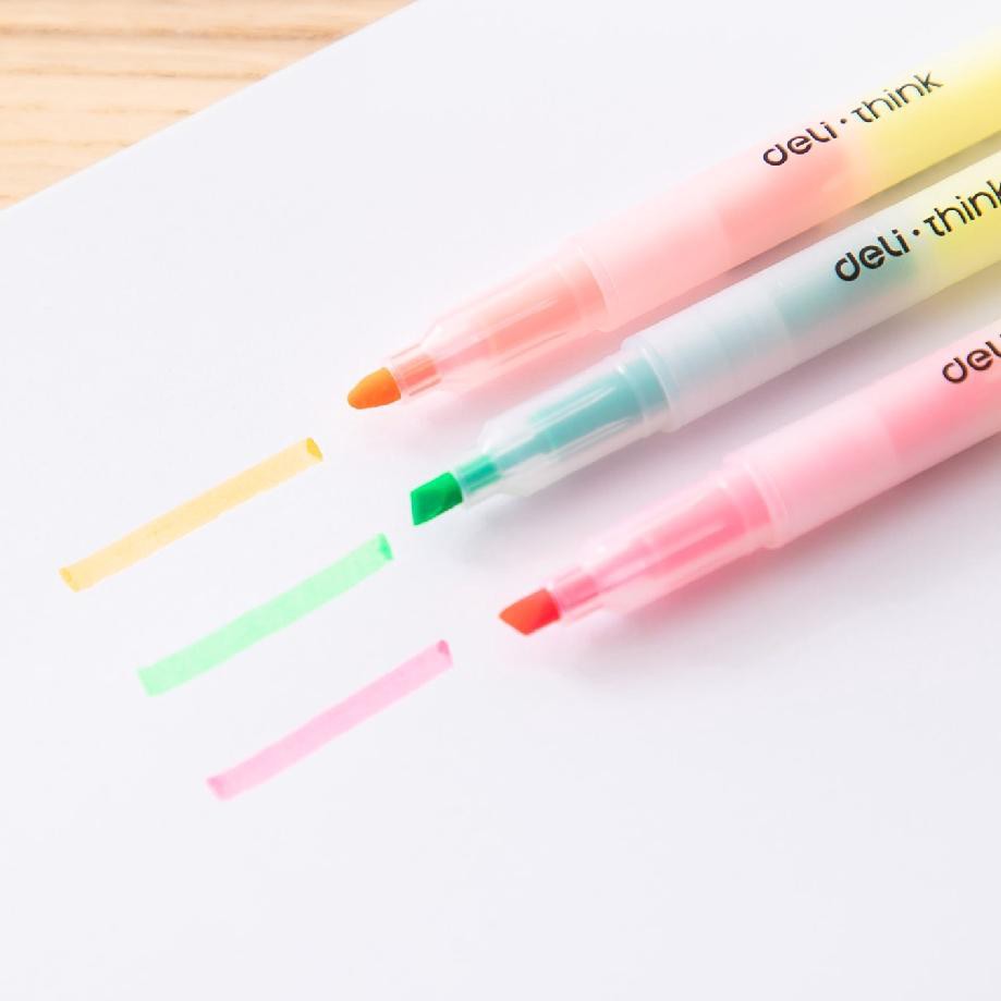 

HS6 Deli highlighter ujung chisel 2 warna 1-3.5mm 3pcs/pak 6 warna EU Ready Stok