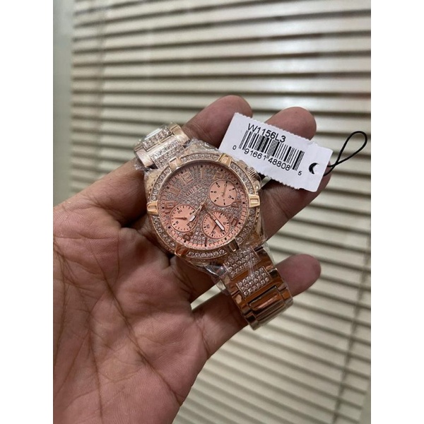 JAM TANGAN PRIA WANITA | RANTAI | KULIT | KARET | MURAH | GUESS-W1156L3 FOR LADIES ORI STRAP STAINLE