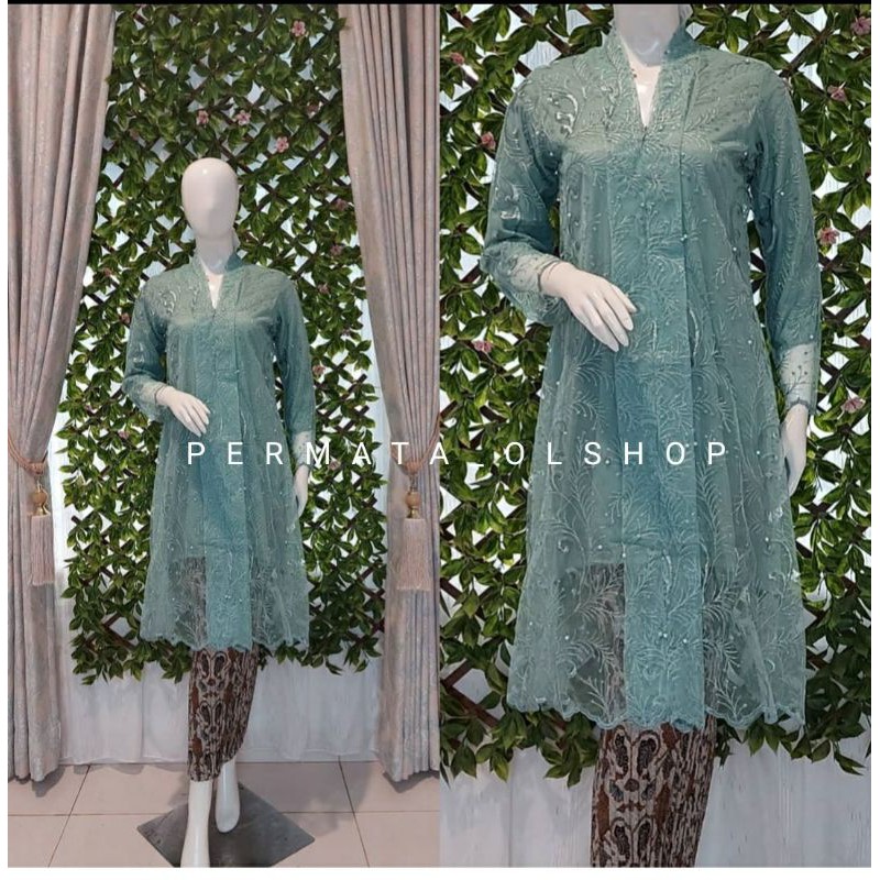 Kebaya Moderen Tulle - Kebaya Tunik Tulle Busui - Kebaya Terbaru - Kebaya Tunik Floy Kutu Baru - Kebaya Seragam - Kebaya Busui-Wardah