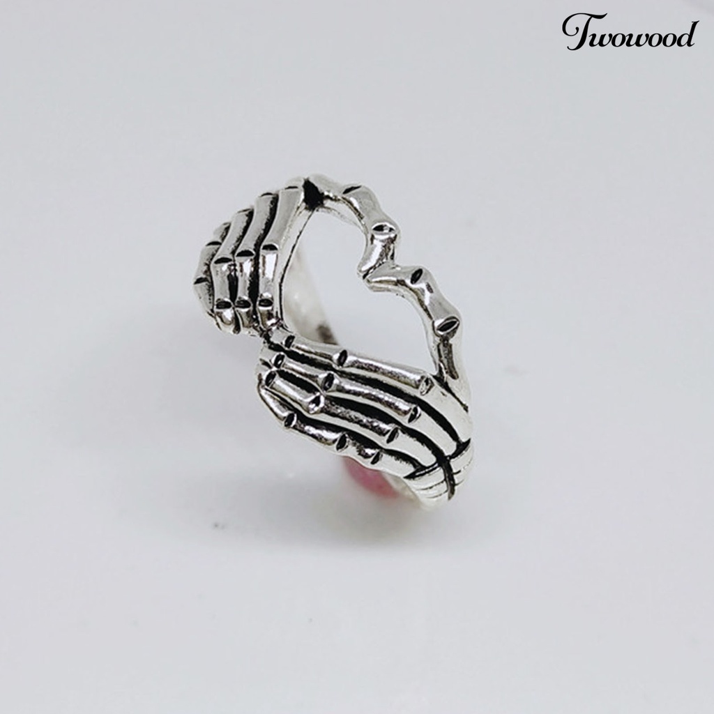 Cincin Bentuk Tangan Tengkorak Bahan Alloy Gaya Retro Hip Hop Untuk Unisex