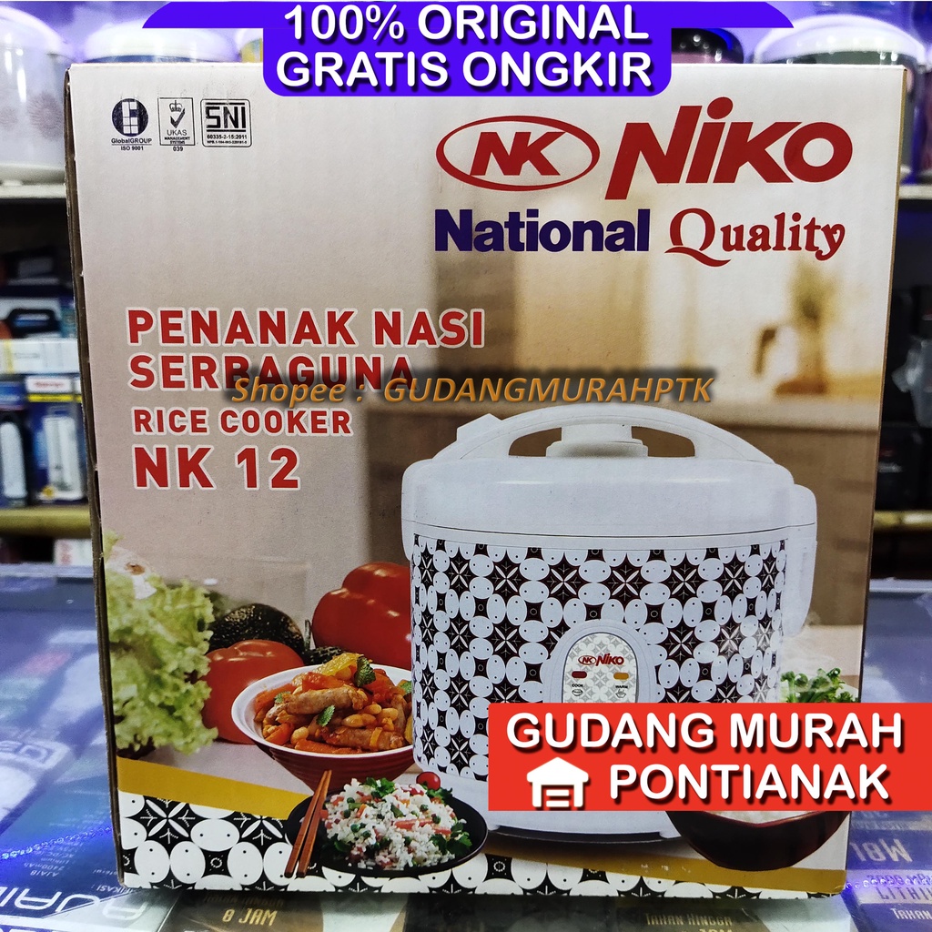 Magic Com niko Motif Batik /Rice Cooker niko NK 12 / penanak nasi 1,2 Liter serbaguna memasak sekaligus menghangatkan