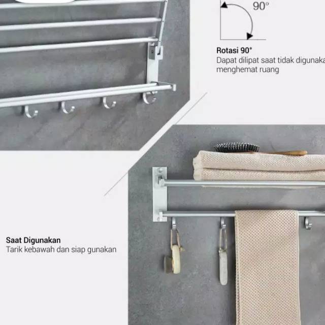 Rak Handuk Dinding Toilet E07 Multifungsi Jemuran Rak Handuk Dinding Toilet E07 Multifungsi Jemuran