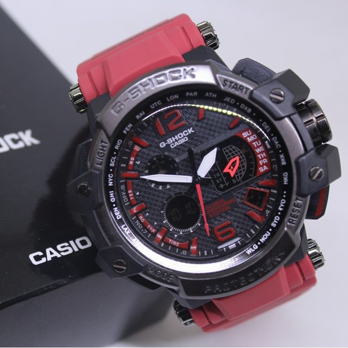 JAM TANGAN PRIA / COWOK G-SHOCK GS GPW 1000 TALI MERAH KEPALA BESI ANTI AIR