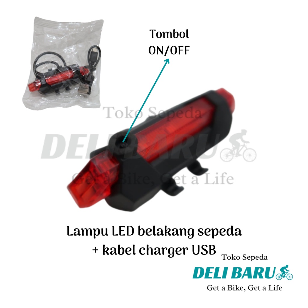 Lampu belakang LED sepeda USB bisa di cas rechargeable