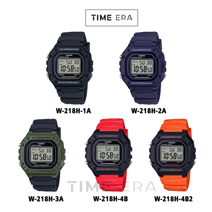 Casio Original W 218h 1a W218h 2a W 218h 3a 4a 4b Jam Tangan Pria Digital Karet Indonesia