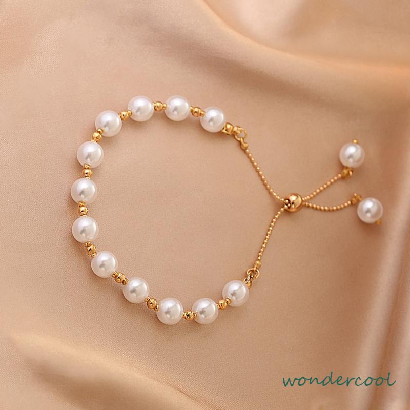 Gelang Tangan Mutiara Imitasi Simple Elegan Untuk Wanita -Won