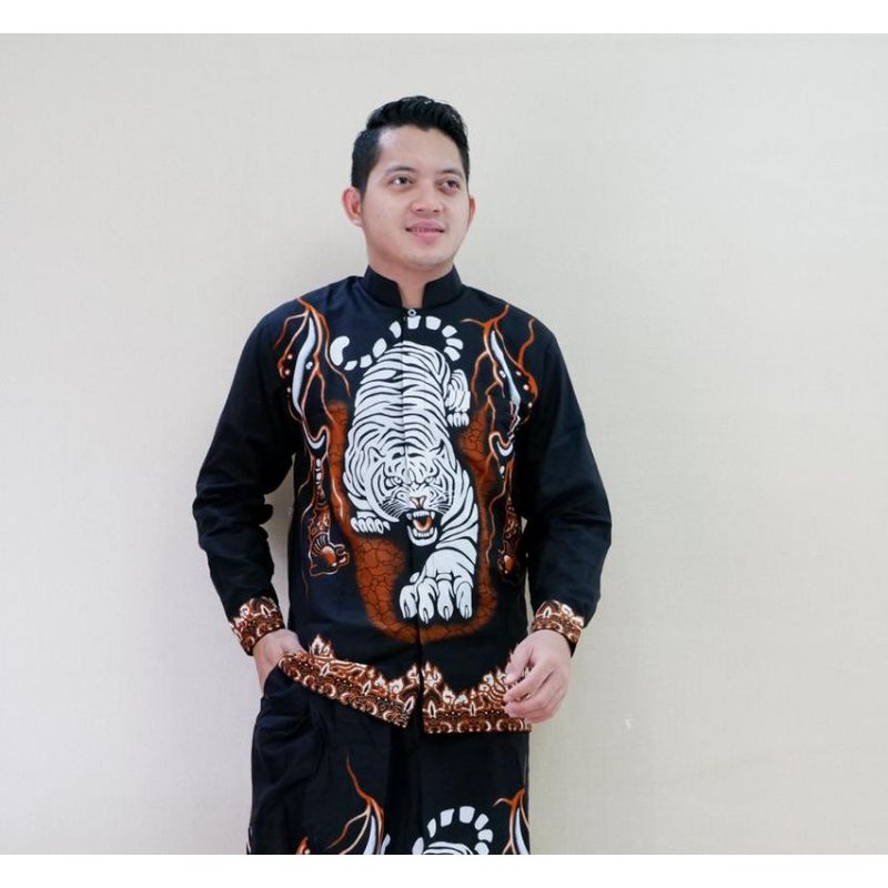 Baju Koko Batik Solo Macan Mojang