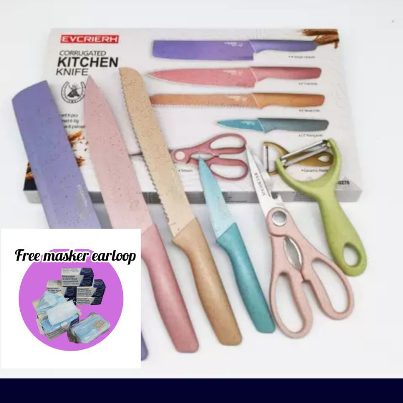 pisau set 6in1 jerami gandum free masker earloop