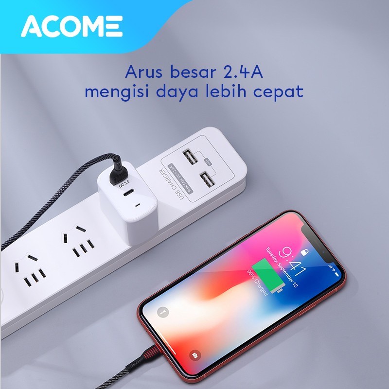 ACOME Kabel Data iPhone 100cm AiC Fast Charging Garansi Resmi 1 Thn original Cable ASL-010