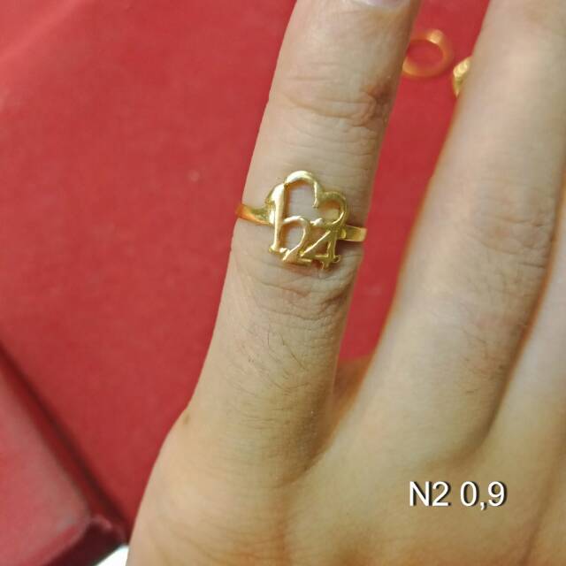 Cincin No 3 anak dan dewasa emas asli kadar 700 70% 22 1 satu gram gold kuning permata strawberry mickey warna