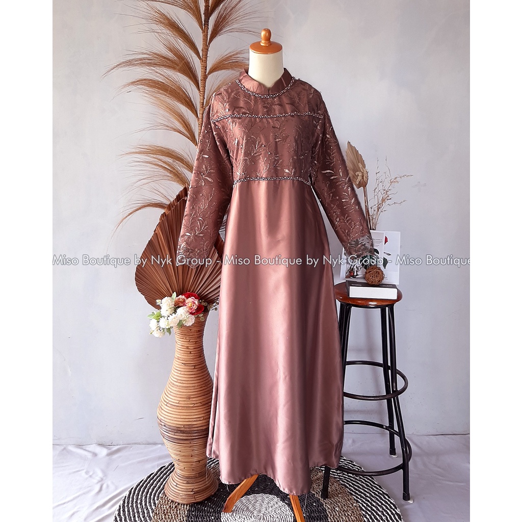 Dress Tiara Mix Velvet Real Pict - Gamis Cantik Wanita Muslimah - Dress Brukat Modern Ready Banyak Warna - Maxi Kondangan Seragam Premium - Gamis Maxi Terbaru dan Termurah