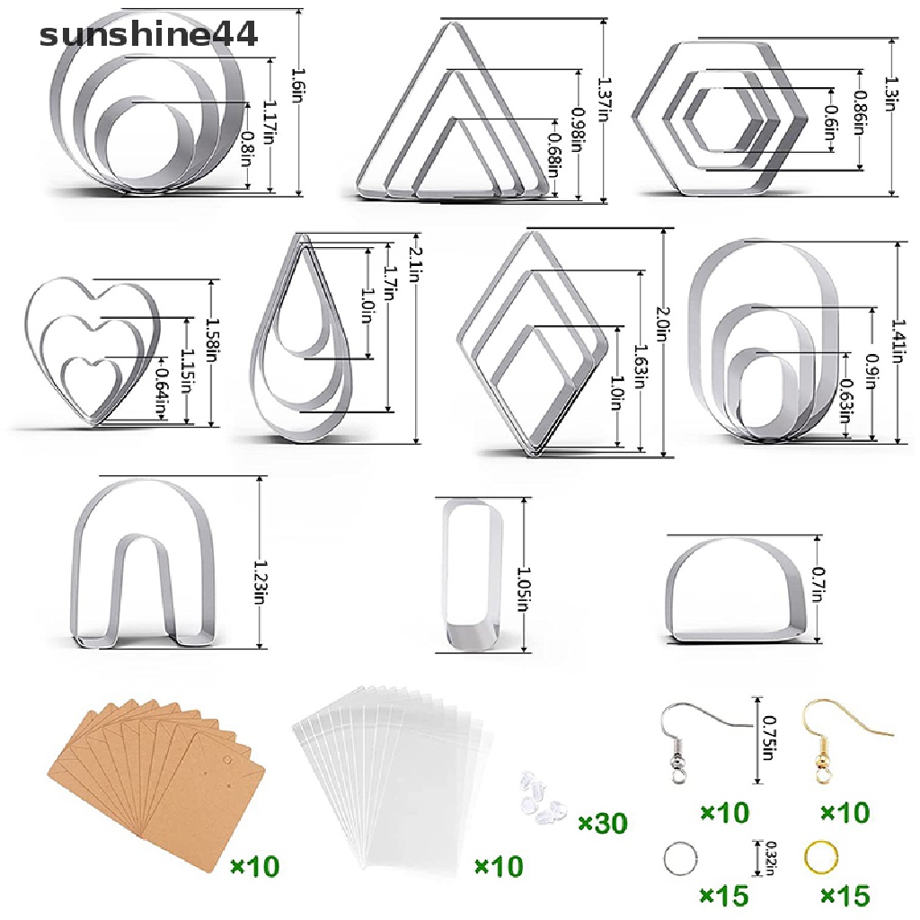 Sunshine 124Pcs / Set Alat Potong / Ukir Polymer Clay Dengan Kait + Anting + Kartu