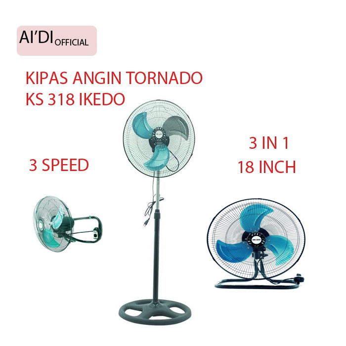 Kipas Angin Tornado Besi IKEDO 3 in 1 18 Inch murah