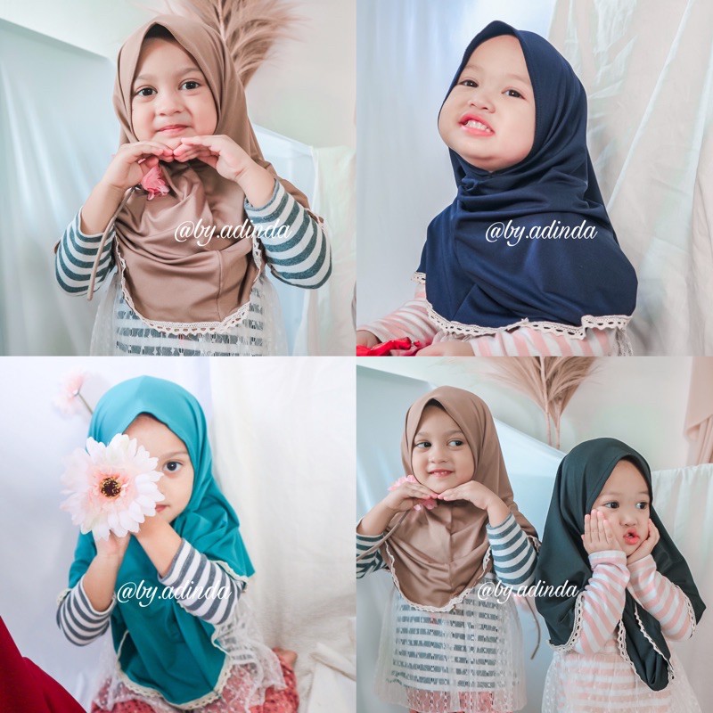 Bergo Anak Jersey Renda Clemira hijab jilbab balita instant syiria