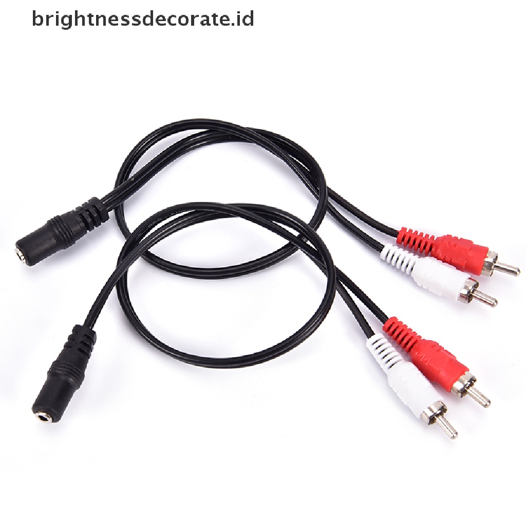 2-rca Male Plug Ke 3.5mm Female Aux Audio Jack Adapter Kabel Konverter Headphone (Id)