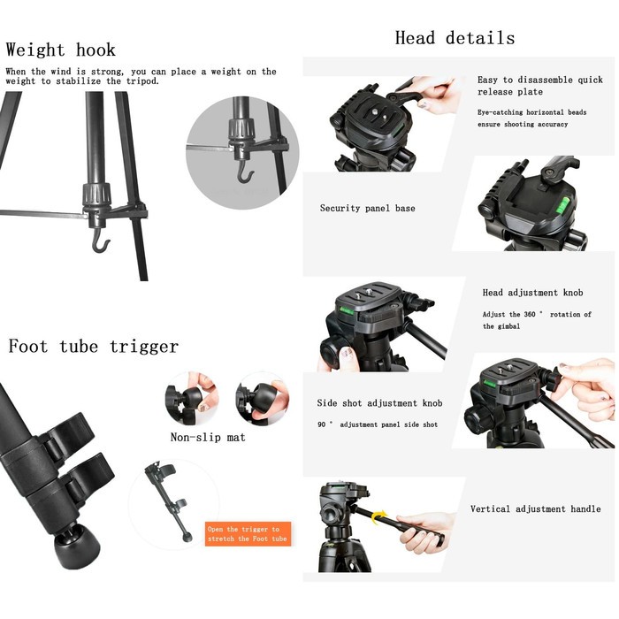 Tripod Kamera Camcorder DSLR Weifeng Original WT-3520 WT3520 3way Head