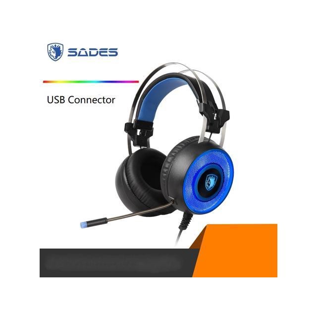 Headset Gaming Sades G60 7.1 Surround Sound - Headphone sades G-60 - Biru