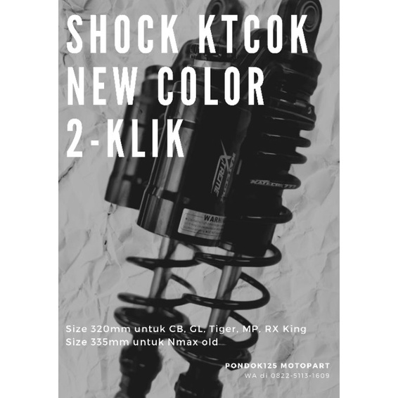 Skok Shock Katecok 320 mm As Gold Shock Belakang KTCok Shockbreaker Katecok Hitam As Gold As Hitam