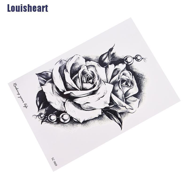 Louisheart 1pc Stiker Tattoo Sementara Motif Bunga Mawar Tahan Air Untuk Body Art Shopee Indonesia