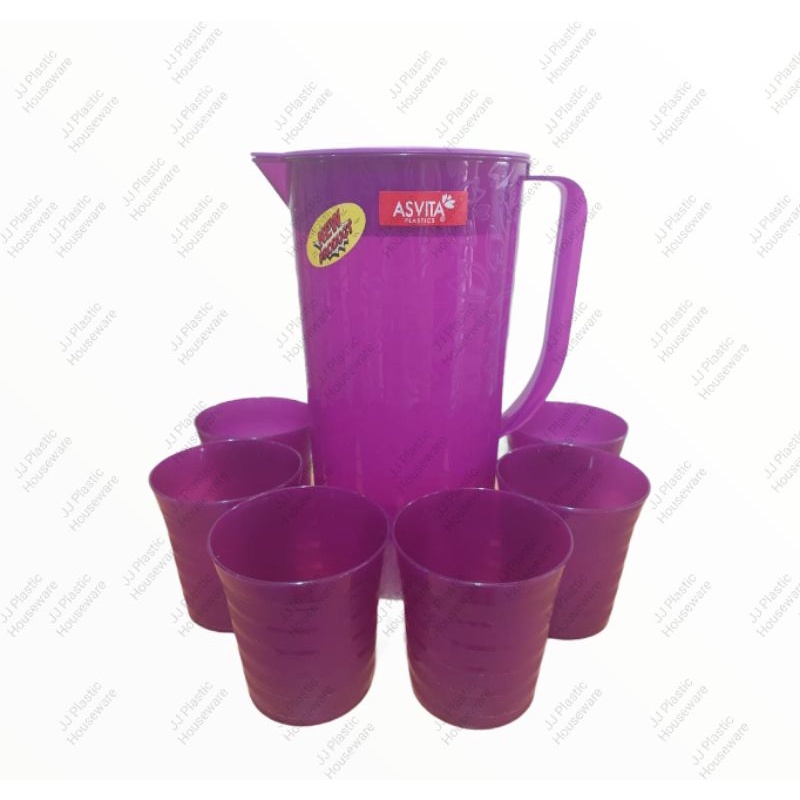 Teko set gelas plastik/eskan set gelas 6 + teko 2,2ltr Florencia Asvita