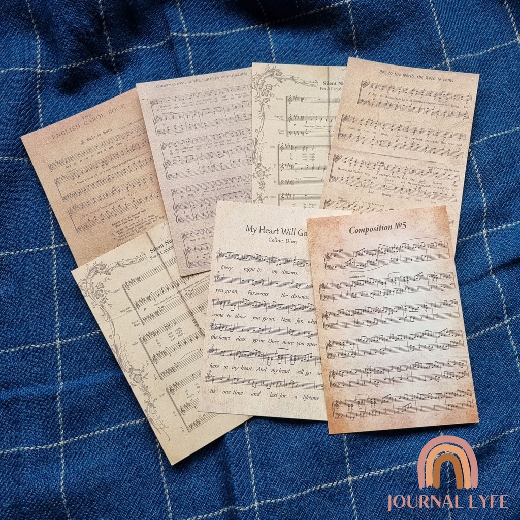 

[JOURNALYFE] 5 Lembar Deco Paper - Kertas Retro Seri Lembar Musik / Partitur - Dekorasi SCRAPBOOK k
