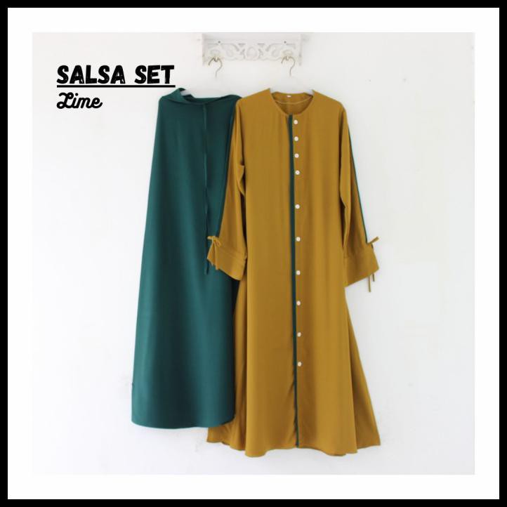 Salsa Set By Mumtaz Hijab Gamis Set Jilbab Nonpet - Lime, Xl