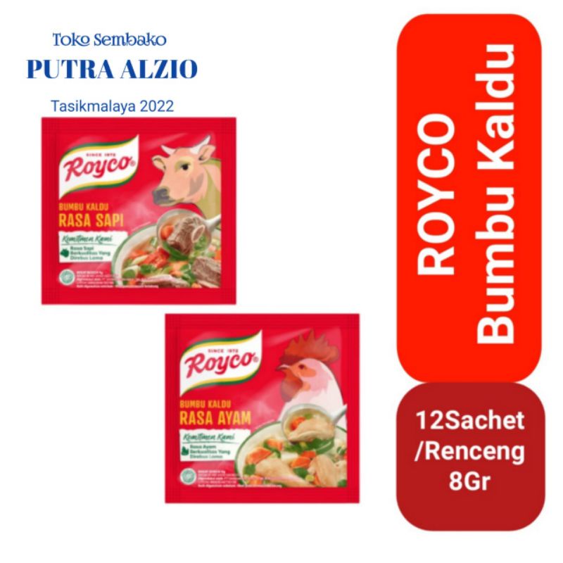 

Royco Bumbu Penyedap Makanan Rasa Kaldu Ayam Sapi 1 Renceng isi 12 Sachet