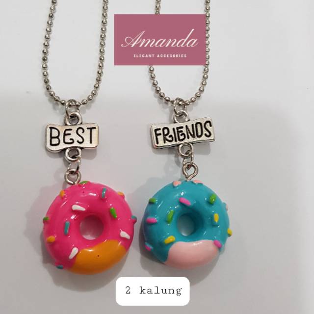 Kalung best friend forever necklace set 2 atau set 3 kalung motif donut