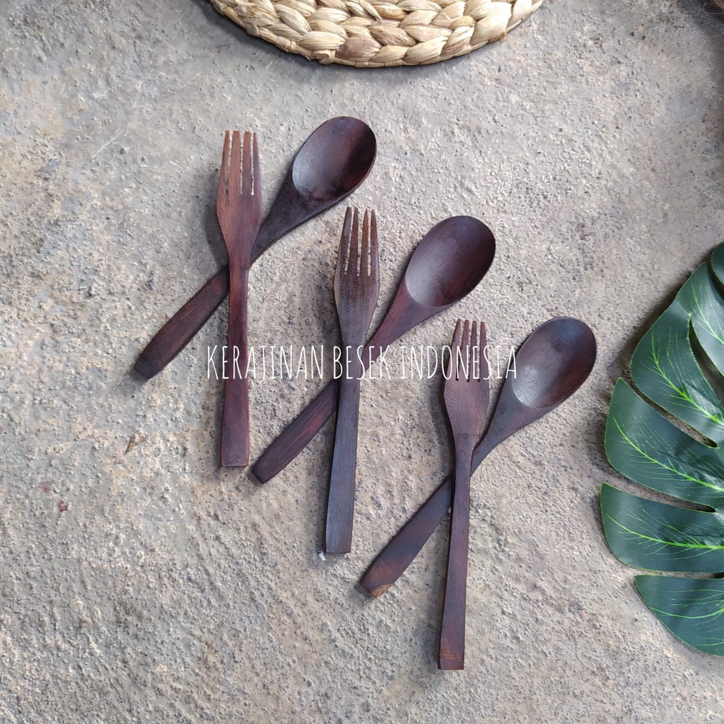 SENDOK GARPU KAYU SONOKELING M// Sendok garpu kayu// Sendok makan// Garpu makan// Souvenir murah