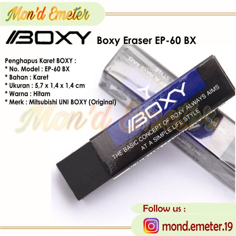 

Penghapus Boxy Kecil Mitsubishi Uni EP-60BX Warna Hitam - Hapusan Stip - Alat Tulis Stationery