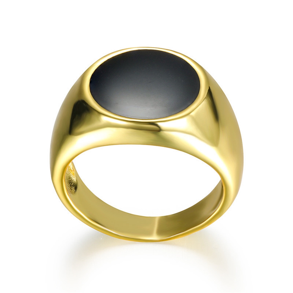 Cincin Emas 18k Warna Hitam Aksen Kristal Bahan Titanium Steel Untuk Pria Dan Wanita