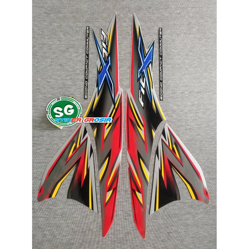 STIKER STRIPING LIS BODY MOTOR HONDA FIT X 2008 SUPRA FIT X SILVER HITAM MERAH