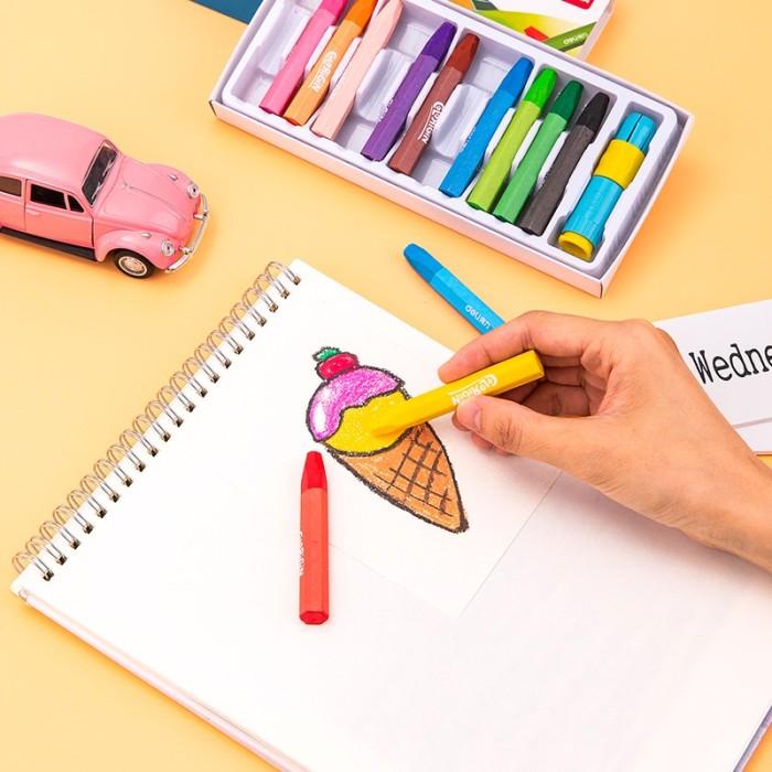 

Deli Oil pastel warna cerah 12/18/24/36 dengan rautan pensil 7205X Berkualitas