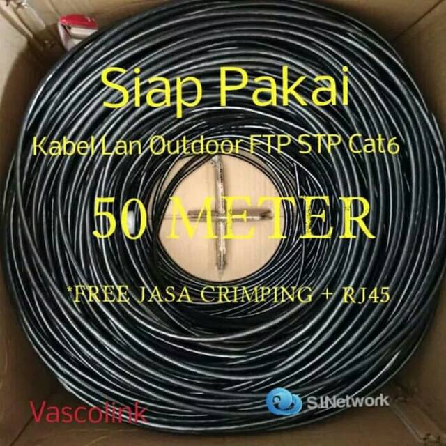 50 METER VASCOLINK KABEL  LAN OUTDOOR CAT6 HIGH SPEED 100/1000 Mbps