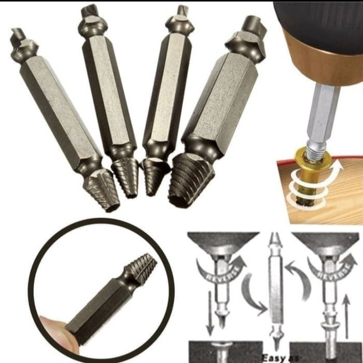 Alat pembuka baut rusak / Screw Extractor Broken Striped Screw Remover