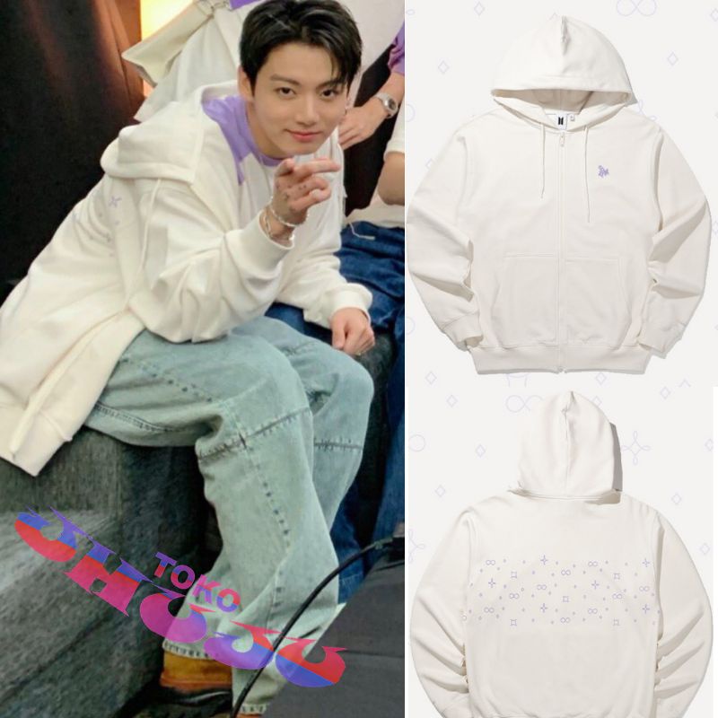 Sweater Hoodie Zipper BTS 2021 Muster Suwoozoo Jungkook Style sablon Ungu