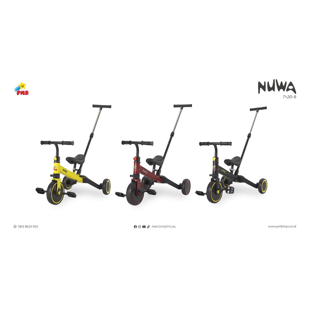 TRICYCLE NUWA Seri T20-9 (PUSHBIKE) Sepeda Anak Roda Tiga