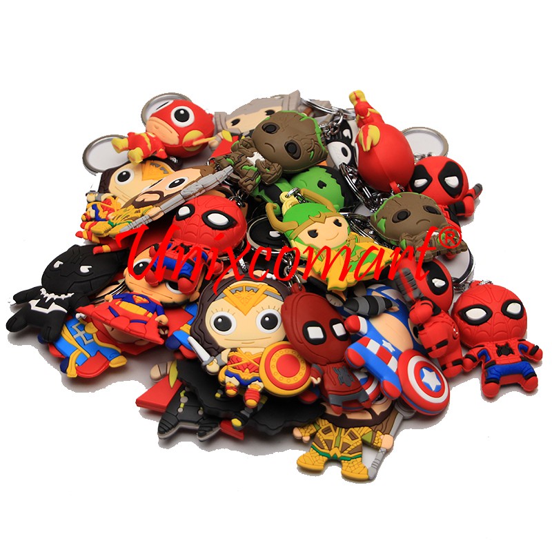 Anime Key Chain Figure Super Hero Gantungan Kunci Animasi Superhero Silicone