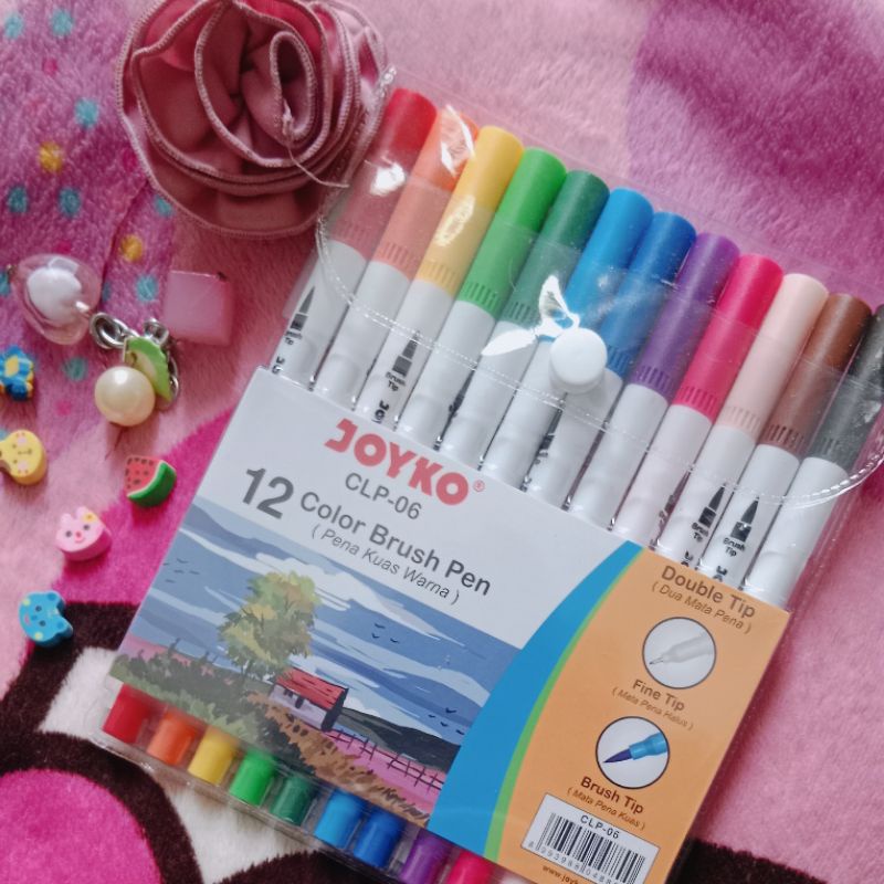 

Joyko Brush Pen 12 Warna Brush + Fine Tip (Dual Tip)