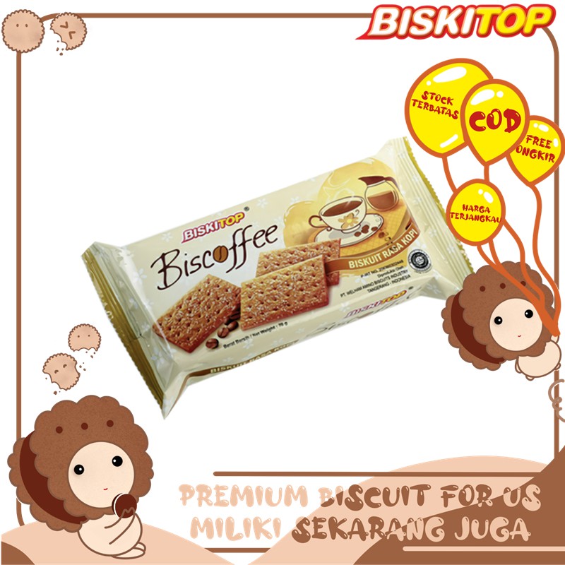 

BISKITOP - BISCOFFE 50g Biskuit Kue Kering Anak Dewasa Enak Renyah Biscuit Rasa Kopi Manis