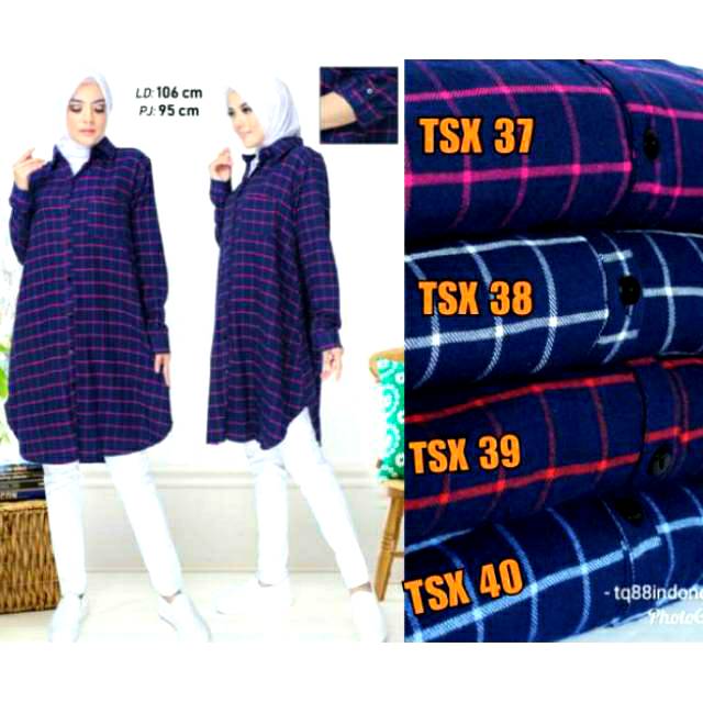 Tunik flanel/tunik/tunik kotak/hem tunik/tunik murah/kemeja tunik/hem kotak/kemeja kotak/tunik xl