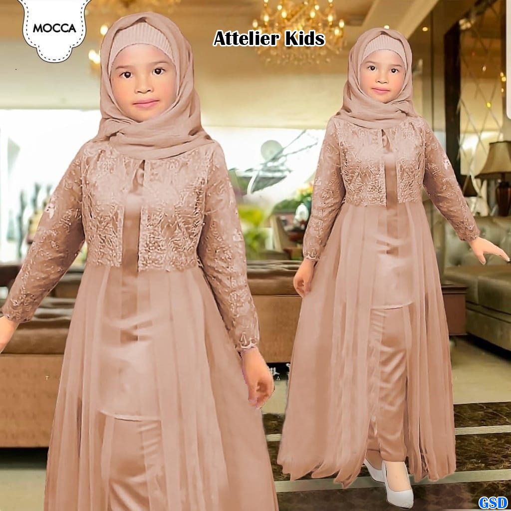 Attelier kids brukat/New!! Brukat Anak Anak/Baju Lebaran/Pakaian Muslim Anak Usia 4 Thn - 6 Thn / Gamis Muslim/ Baju Kondangan Termurah Best Seller