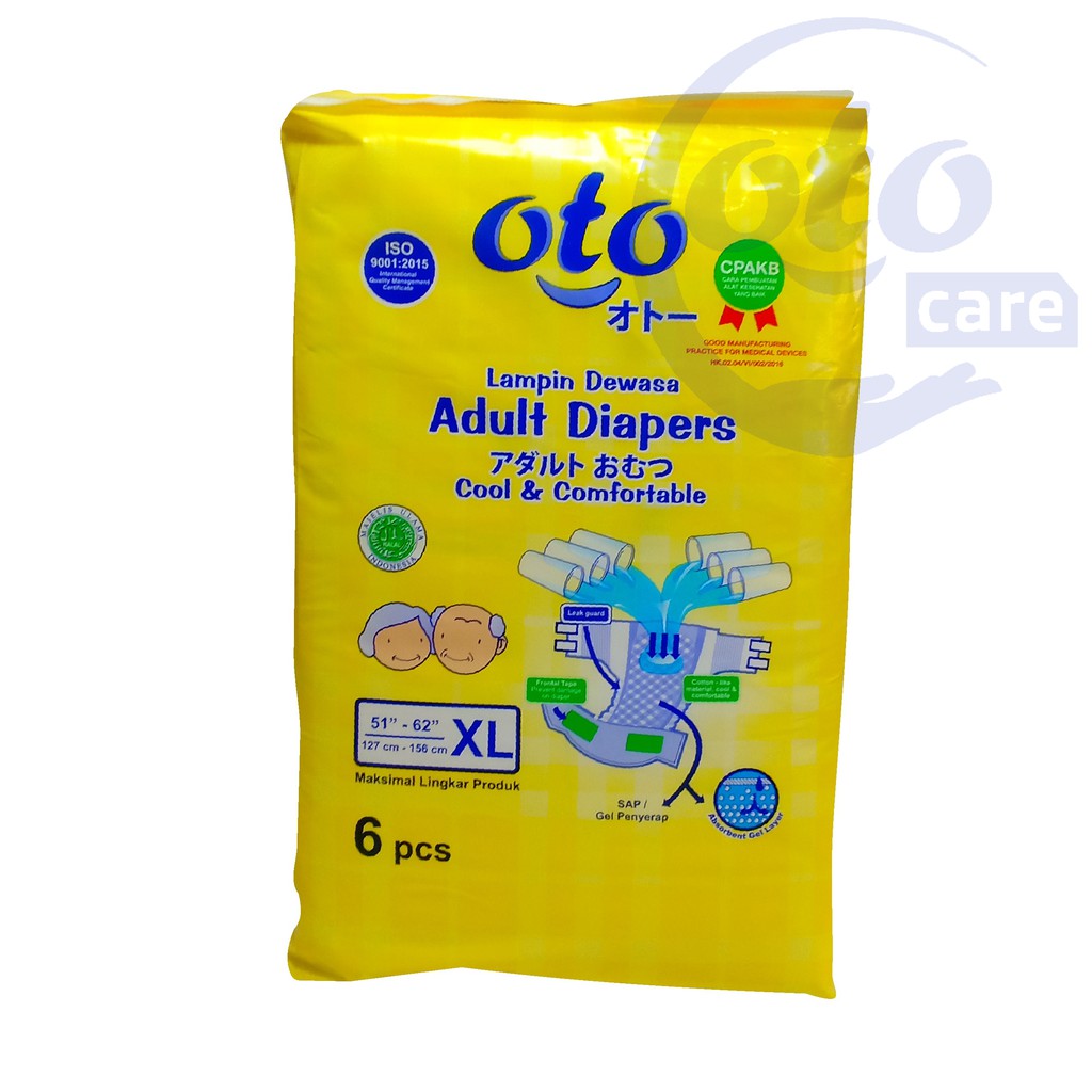 OTO Popok Dewasa model Lem Perekat Adult Diapers size XL isi 6 pcs