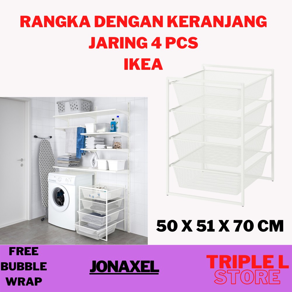 Rangka Rak Besi Dengan Keranjang Besi 4 Susun Serbaguna IKEA Jonaxel